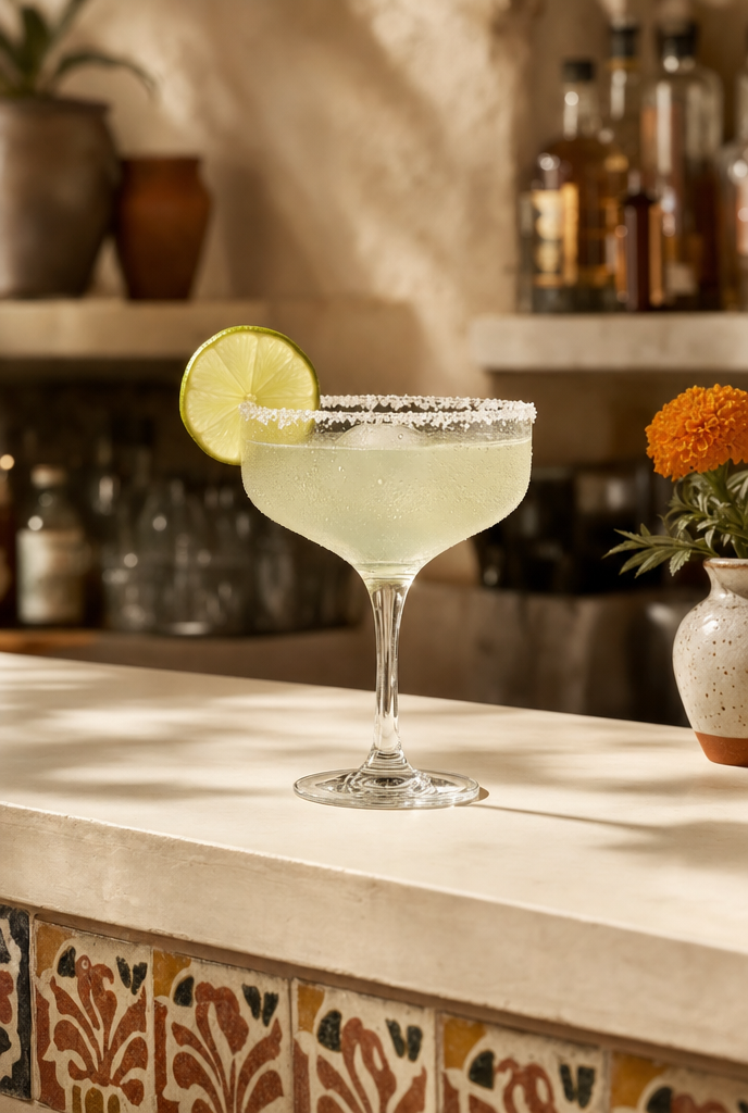 Cocktail on a tiled bar at a local brand shoot