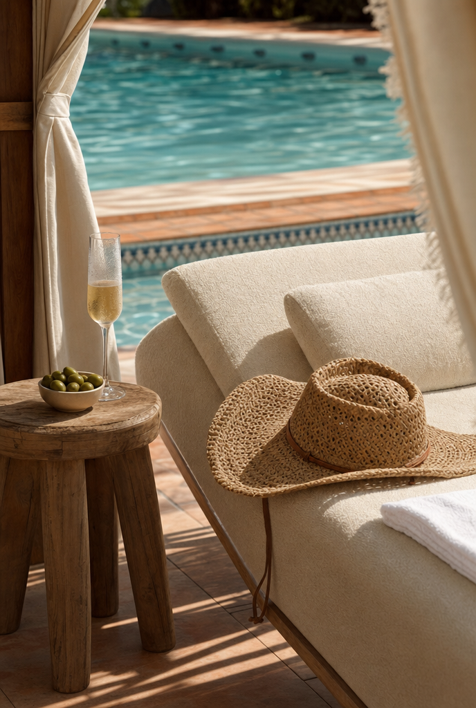Poolside lounge detail for a destination property